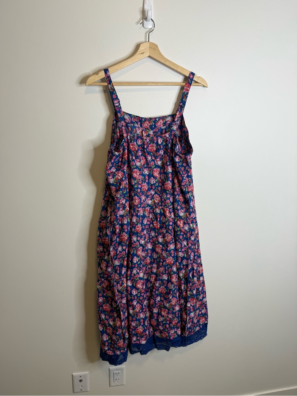 April Cornell Navy Floral Midi Dress with Pink Roses size XL - Picture 7 of 7